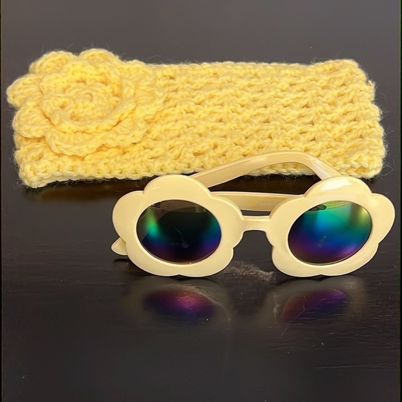 Toddler Bundle flower power sunnies and crochet headband(New/handcrochet) - Picture 3 of 12